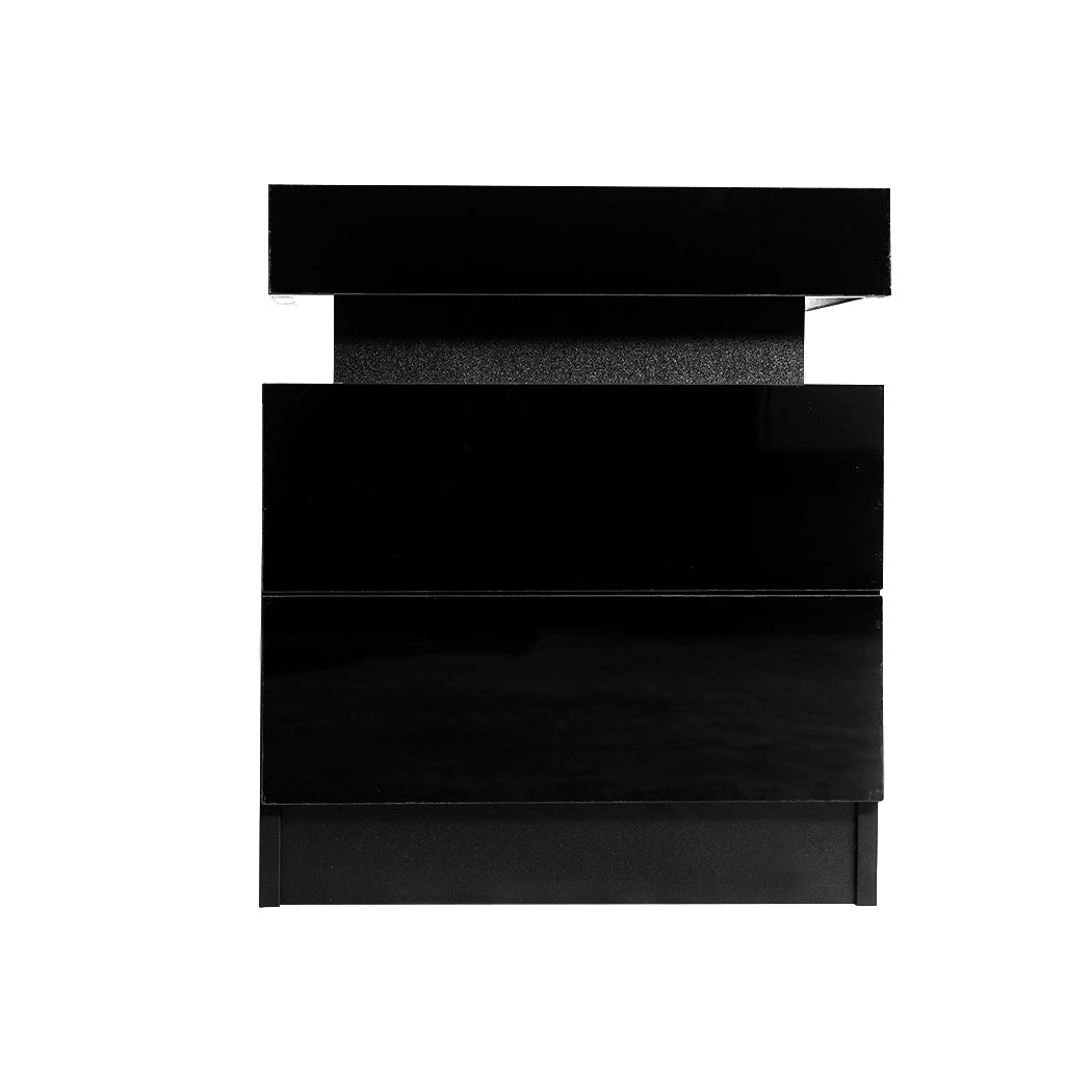 Levede Bedside Tables Side Table 2 Drawers Black