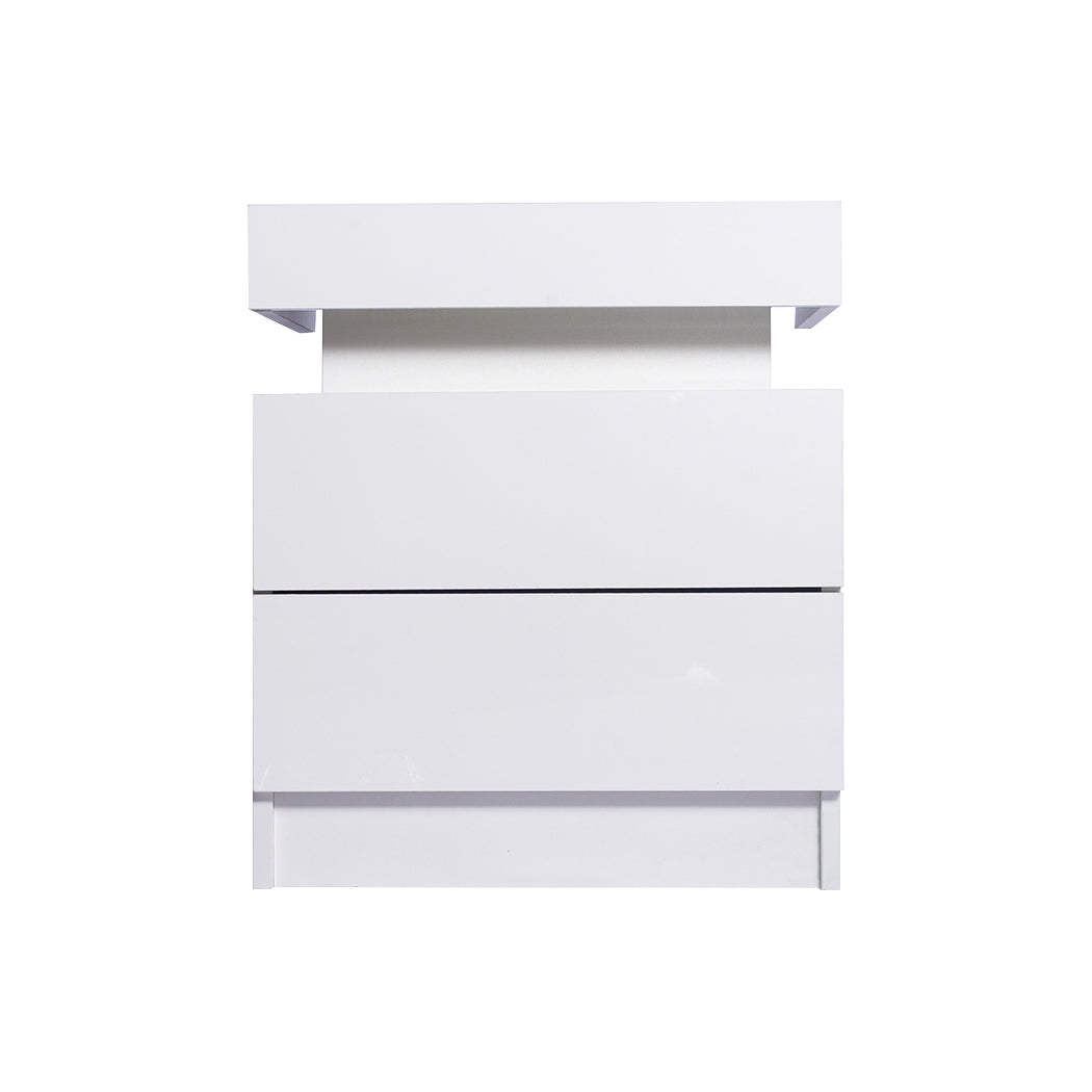 Levede Bedside Tables RGB LED Side Table White