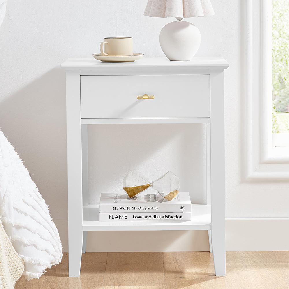 Harper 1 Drawer Side Table - White