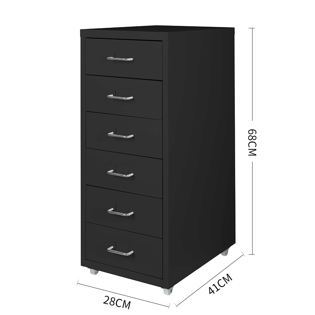 Levede 6 Drawer Office Cabinet - Black