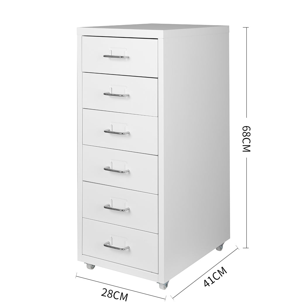 Levede 6 Drawer Office Cabinet - White