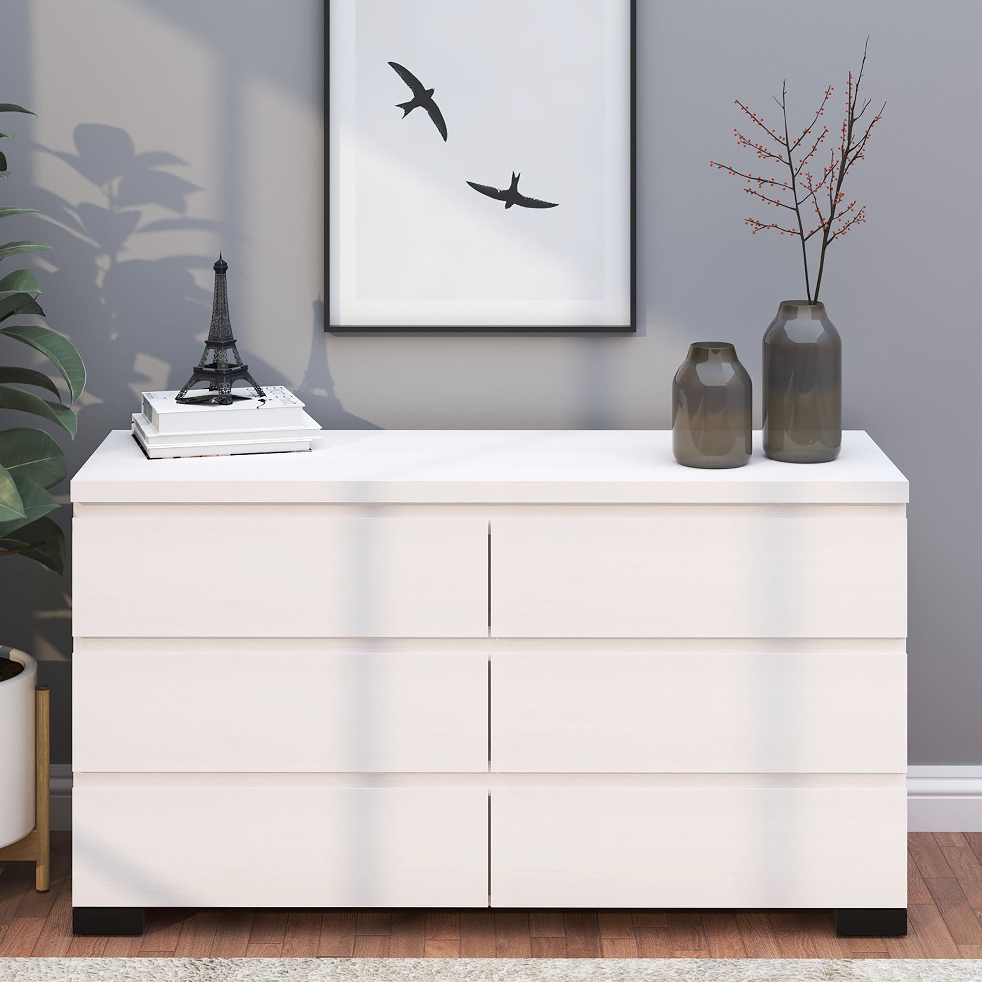 Elara 6 Drawer Chest - White