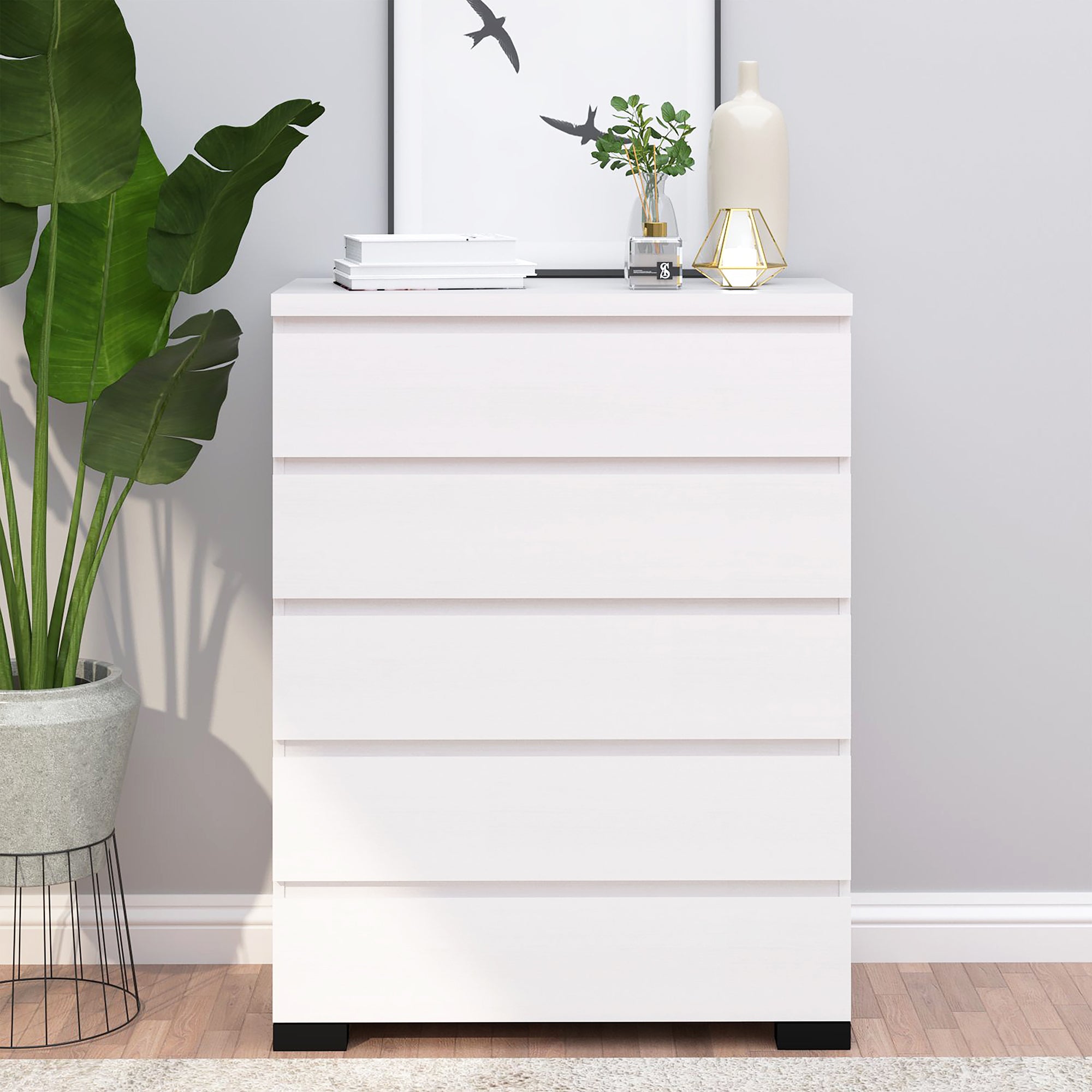 Elara 5 Drawer Chest - White