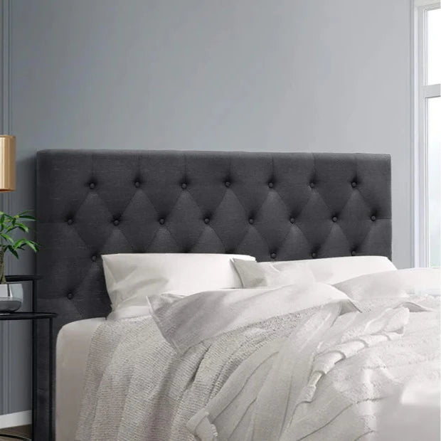 Artiss Bed Head Fabric - CAPPI Charcoal - Queen