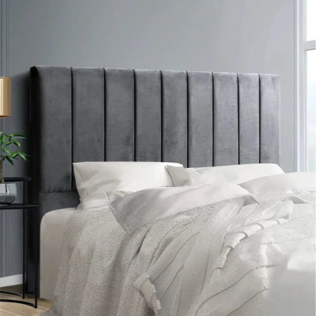 Artiss Bed Head Headboard Velvet - VELA Grey - Queen