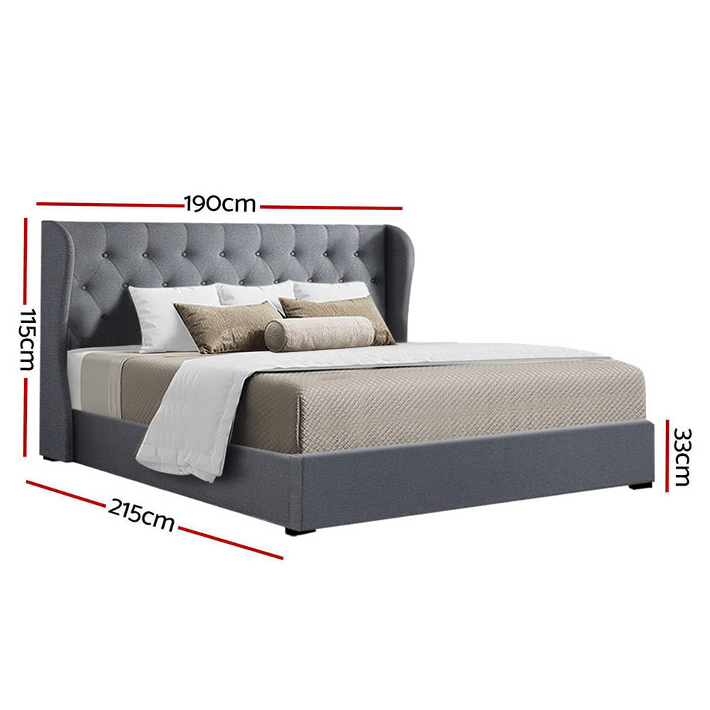 Artiss Bed Frame Gas Lift Grey ISSA - King