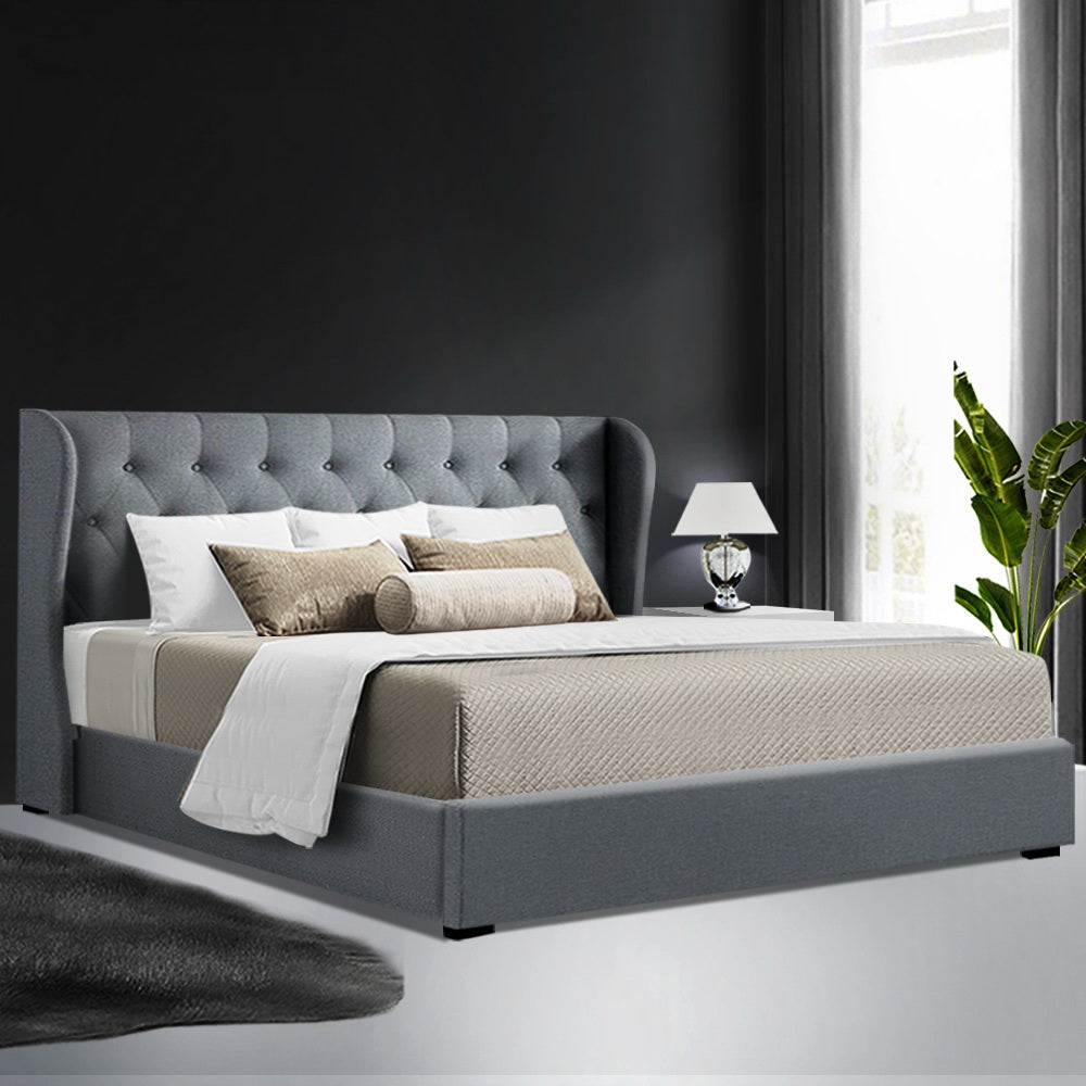 Artiss Bed Frame Gas Lift Grey ISSA - King