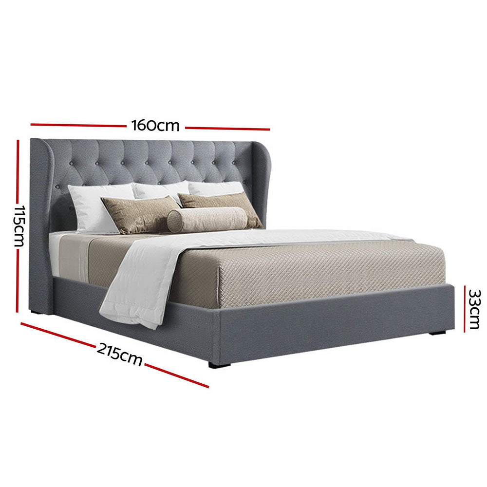 Artiss Bed Frame Gas Lift Grey ISSA - Queen