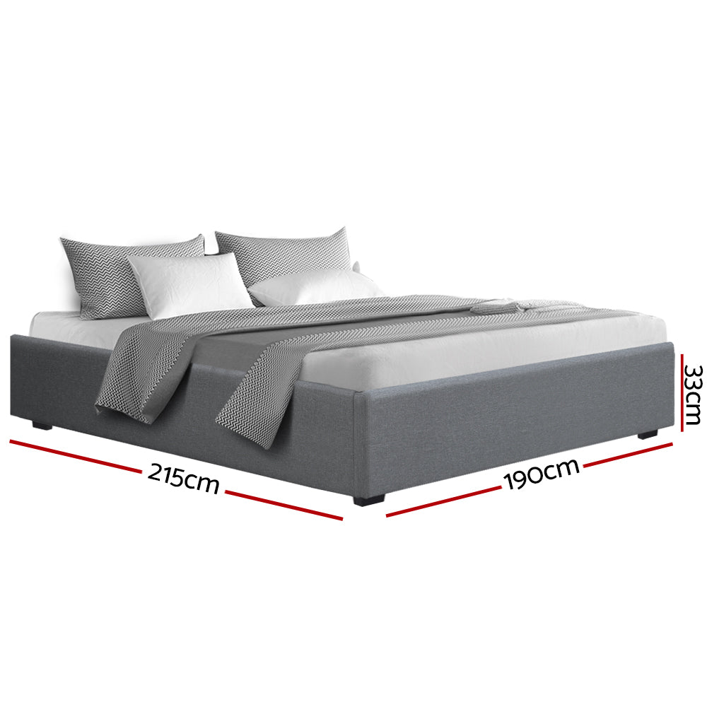 Artiss Bed Frame Gas Lift Base Grey TOKI - King