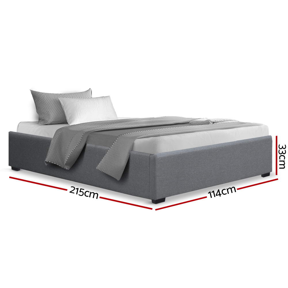 Artiss Bed Frame Gas Lift Base Grey TOKI - King Single