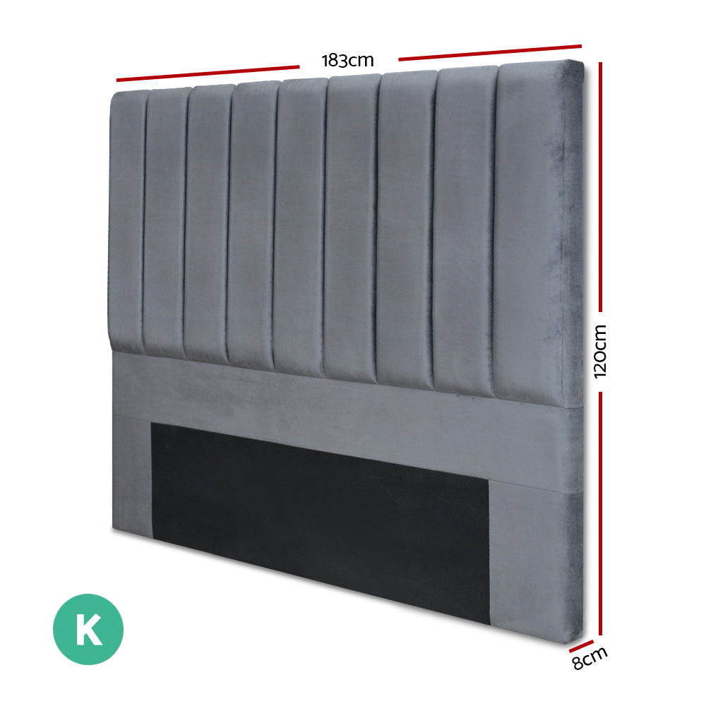 Artiss Bed Head Headboard Velvet - VELA Grey - King