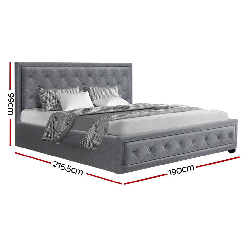 Artiss Bed Frame Gas Lift Grey TIYO - King