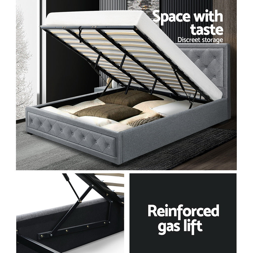 Artiss Bed Frame Gas Lift Grey TIYO - King