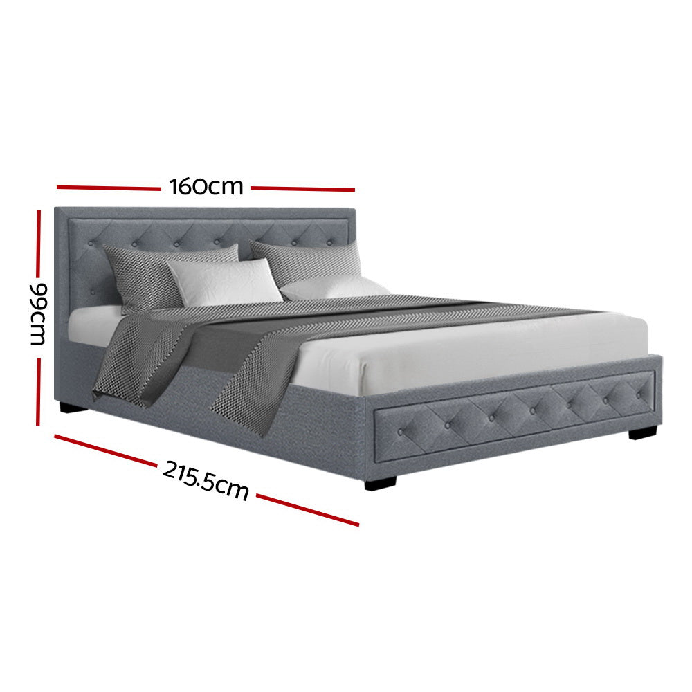 Artiss Bed Frame Gas Lift Grey TIYO - Queen