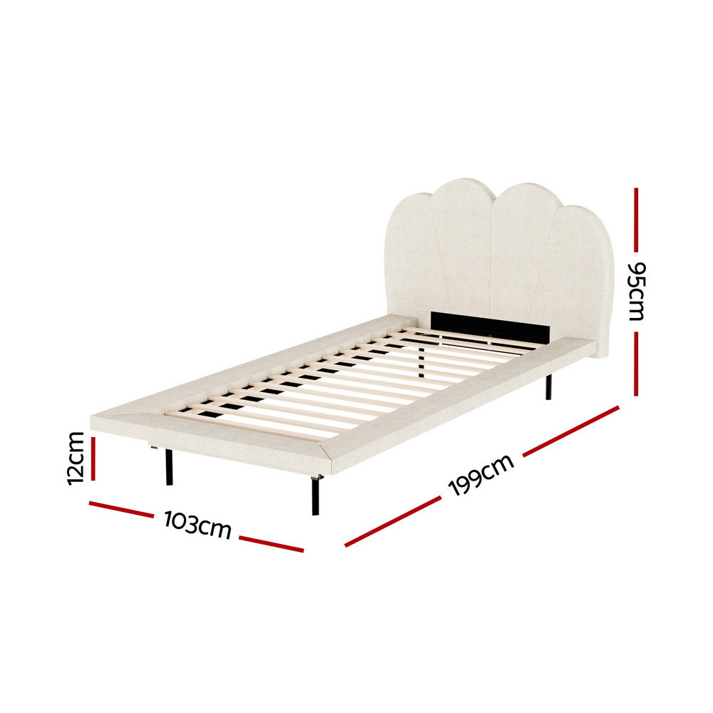 Artiss Bed Frame Boucle Beige SASA - Single