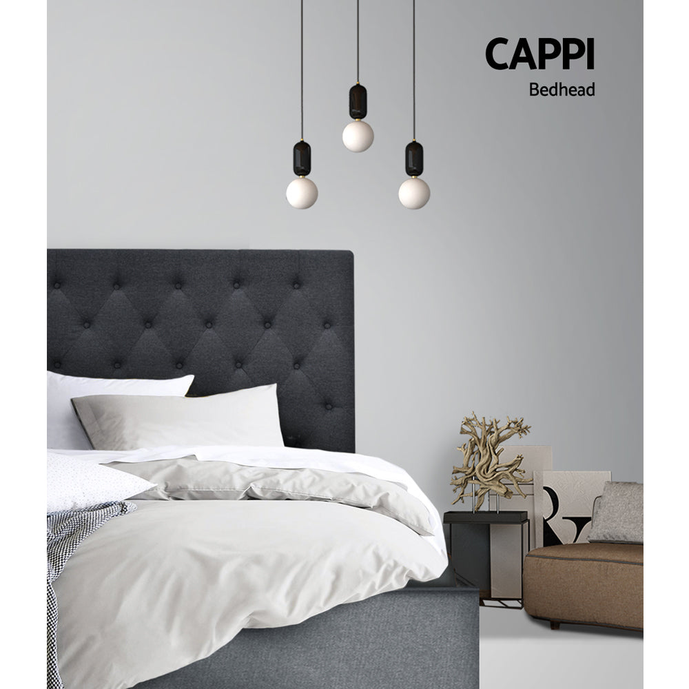 Artiss Bed Head Fabric - CAPPI Charcoal - Double