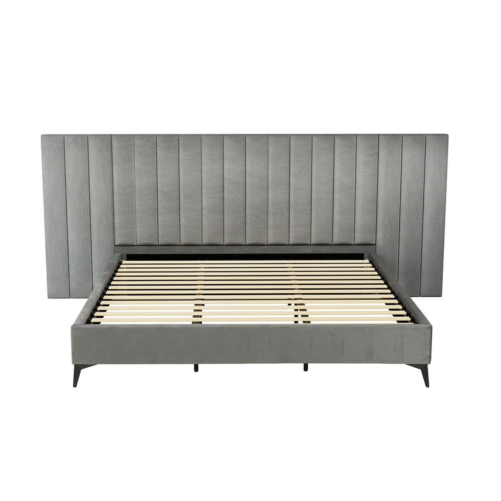 Artiss Bed Frame Velvet Grey LOTT - King