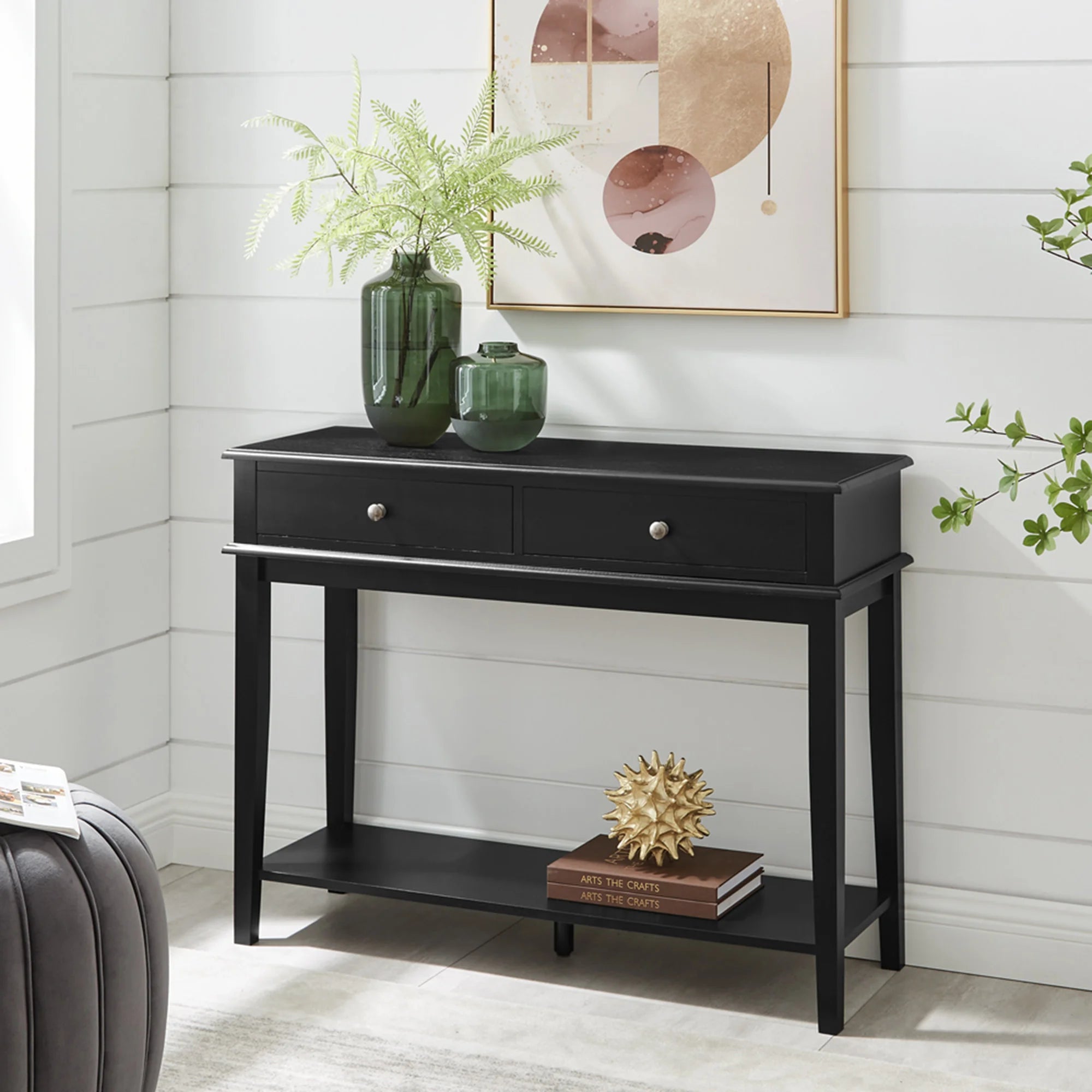 Chloe 2 Drawer Console Table - Black