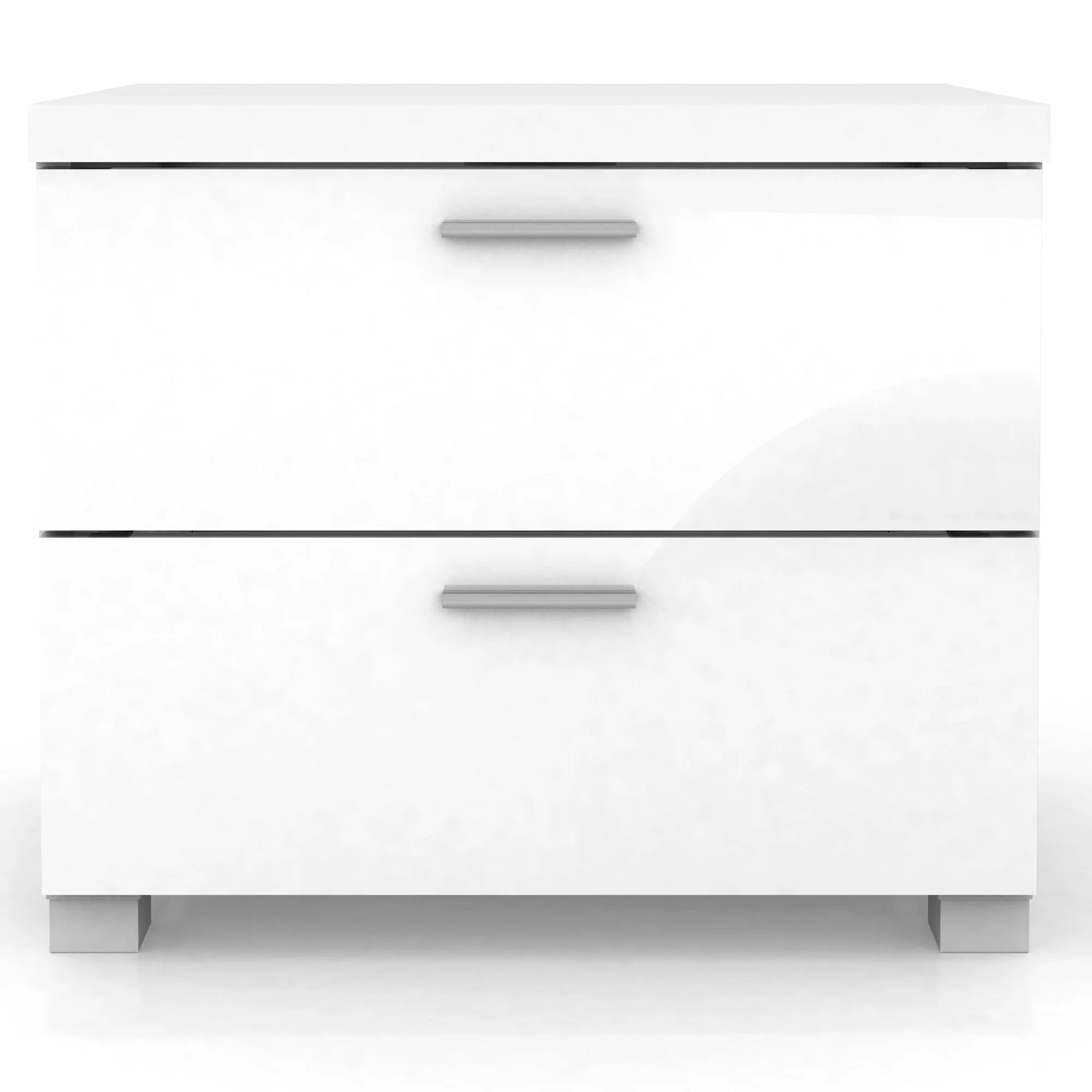 Elisha High Gloss 2 Drawer Side Table - White