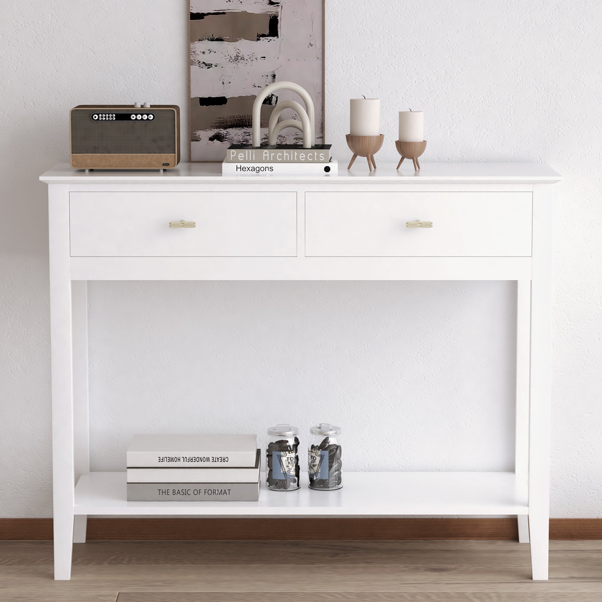 Harper 2 Drawer Console Table - White