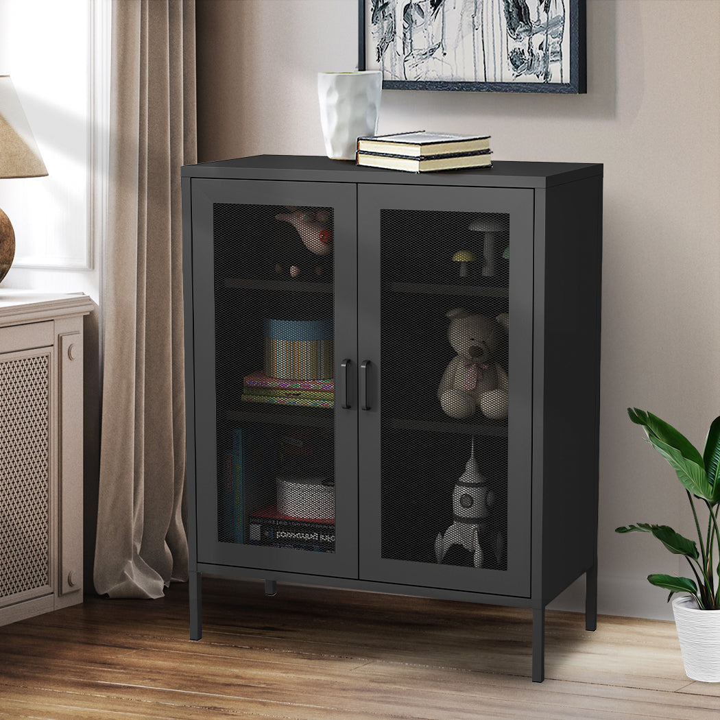 Levede Storage Cabinet Steel Kitchen Black-1820269017261281286