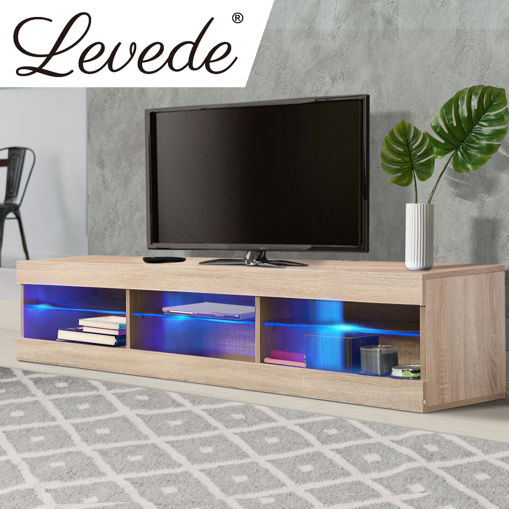 Levede LED Entertainment Center TV Stand Oak-1820268399842955270