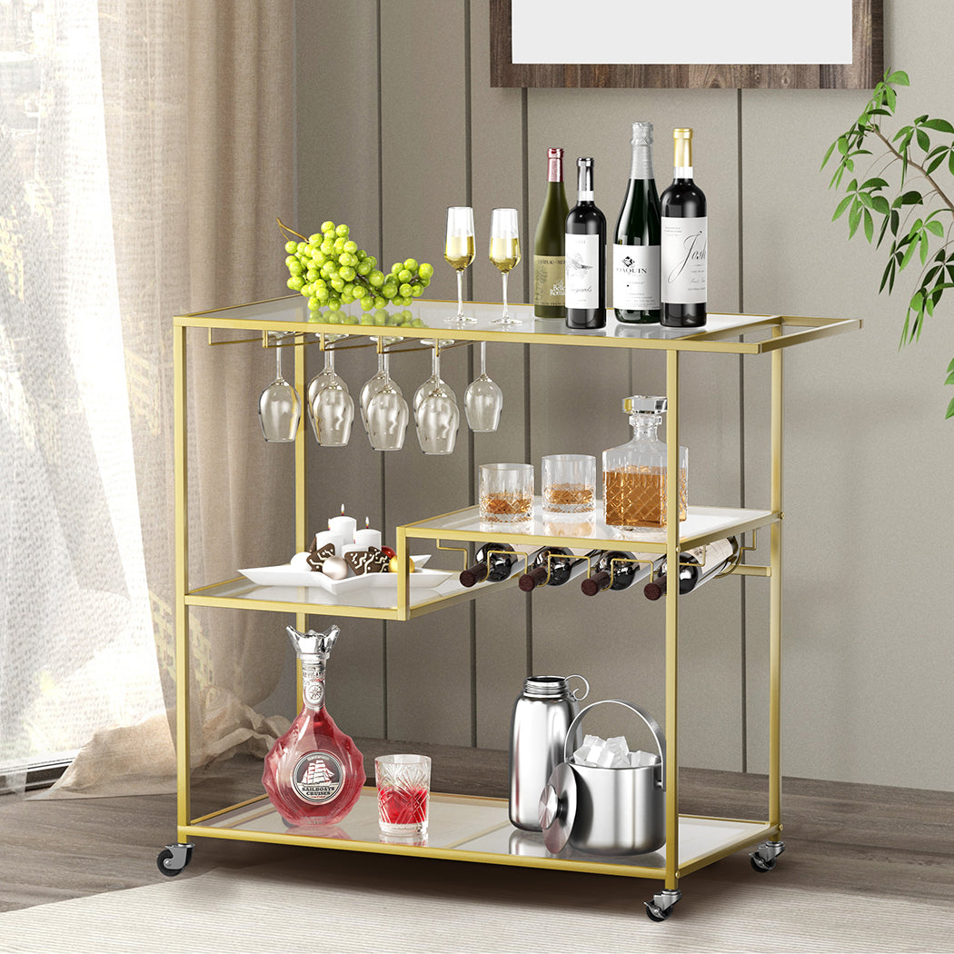 Levede Bar Cart Drinks Trolley - Gold