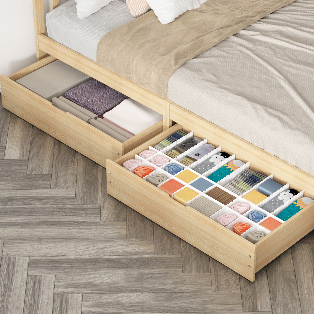 Levede 2x Bed Frame Storage Drawers Nature Natural