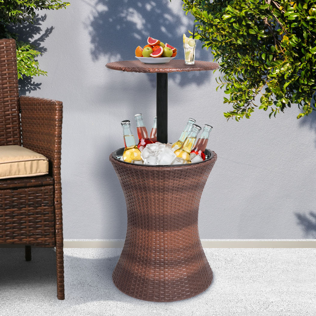 Levede Cooler Ice Bucket Table Bar Outdoor Black and brown