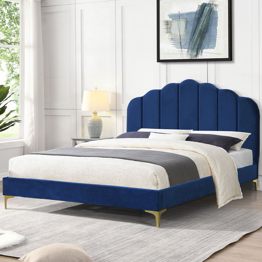 Levede Bed Frame Queen Size Mattress Blue