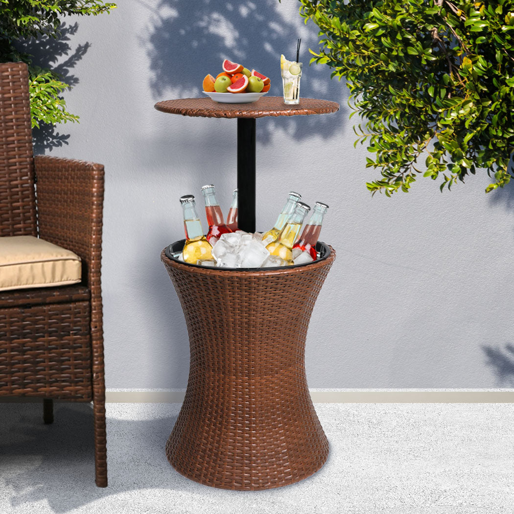 Levede Cooler Ice Bucket Table Bar Outdoor Brown