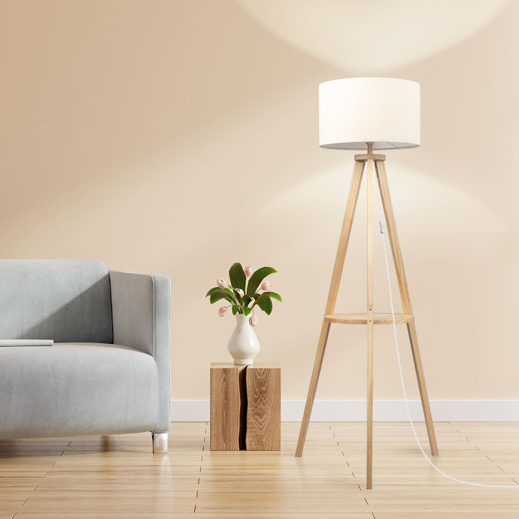 EMITTO Tripod Floor Lamp with Shelf