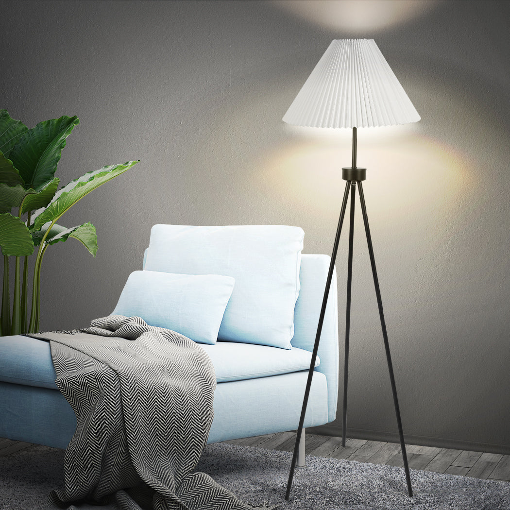 EMITTO Modern Tripod Floor Lamp Linen White