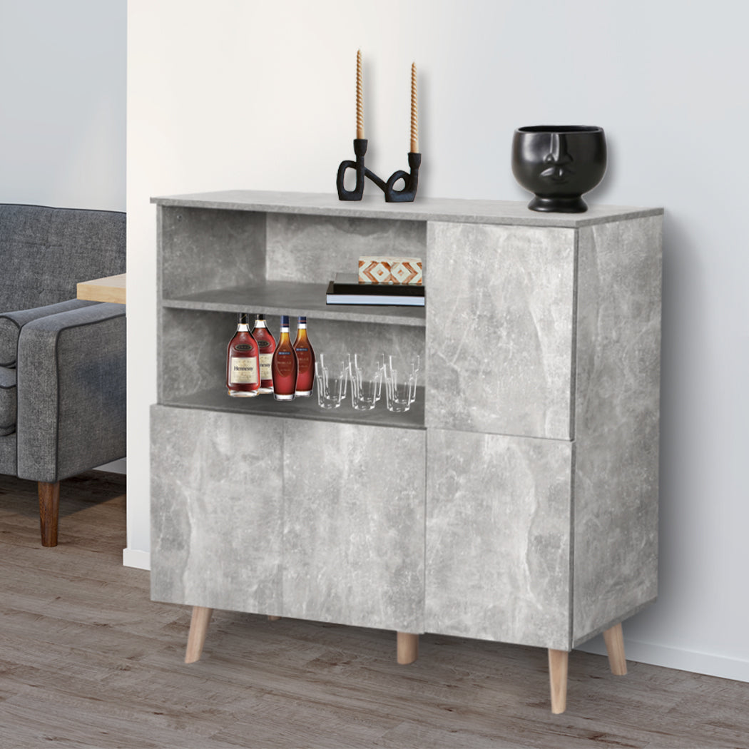 Levede Buffet Sideboard Storage Cabinet Grey-1820269016095264775