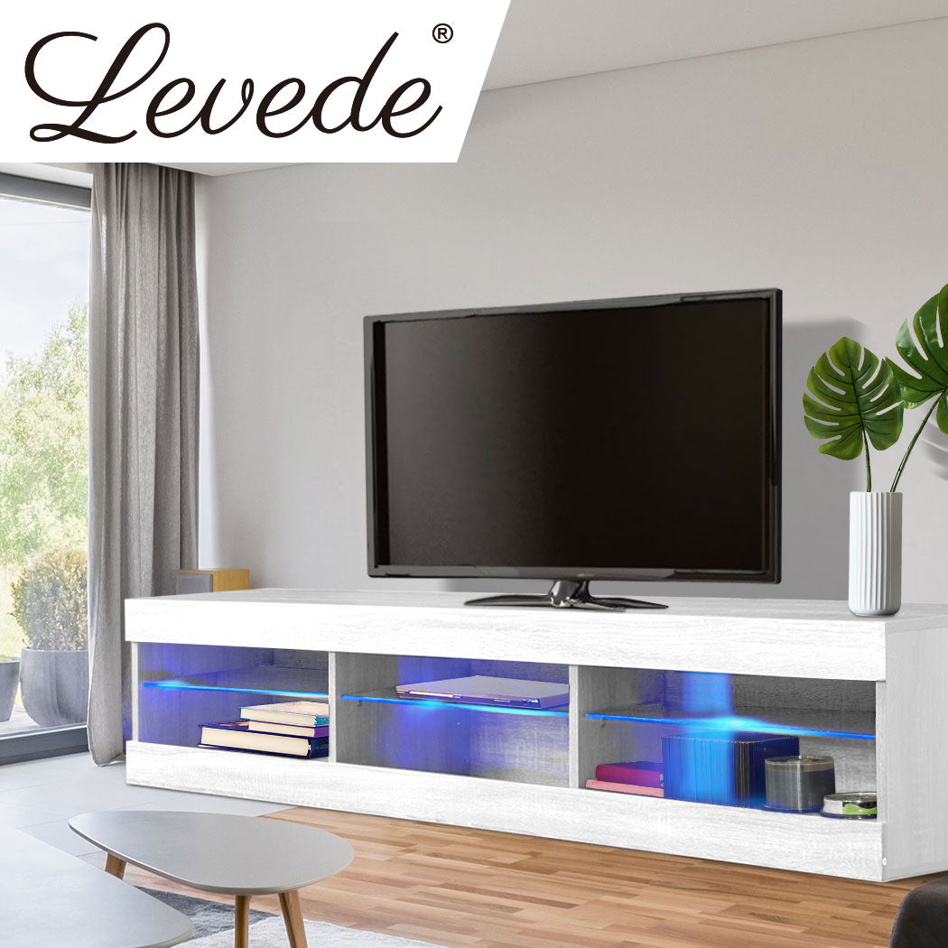 Levede TV Stand LED Entertainment Center White-1820268399993950215