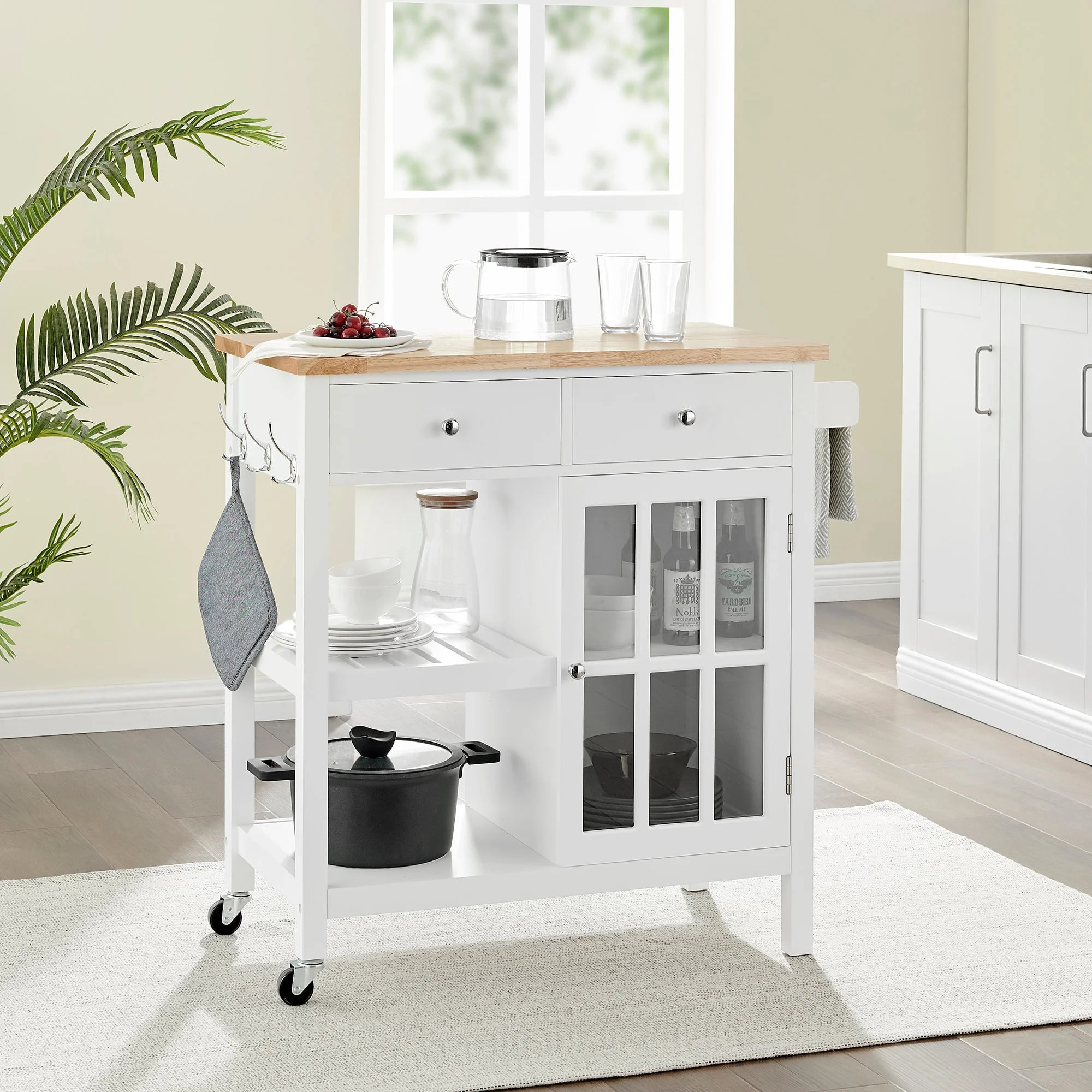 Montauk Kitchen Trolley 2 Drawer 1 Door - White