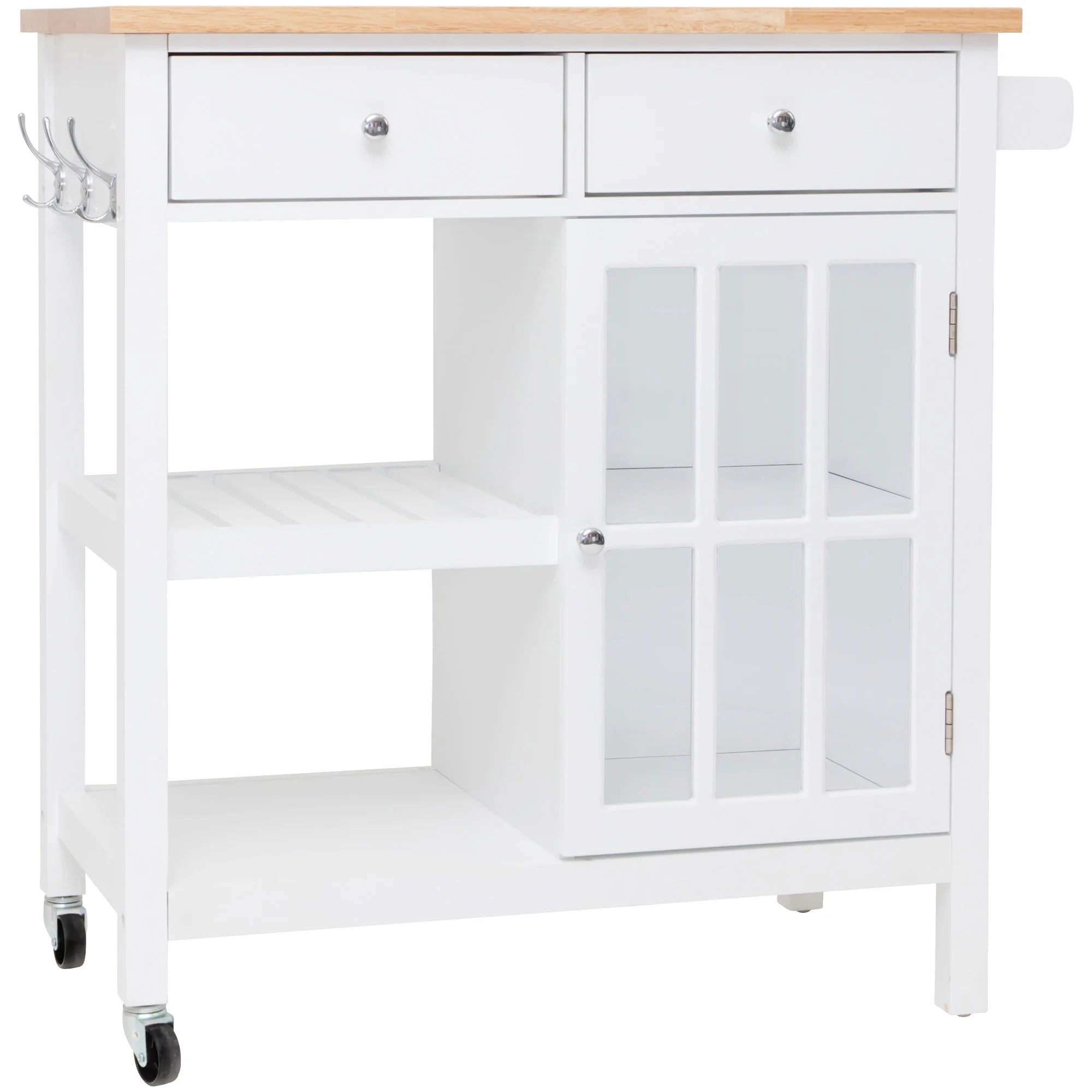 Montauk Kitchen Trolley 2 Drawer 1 Door - White