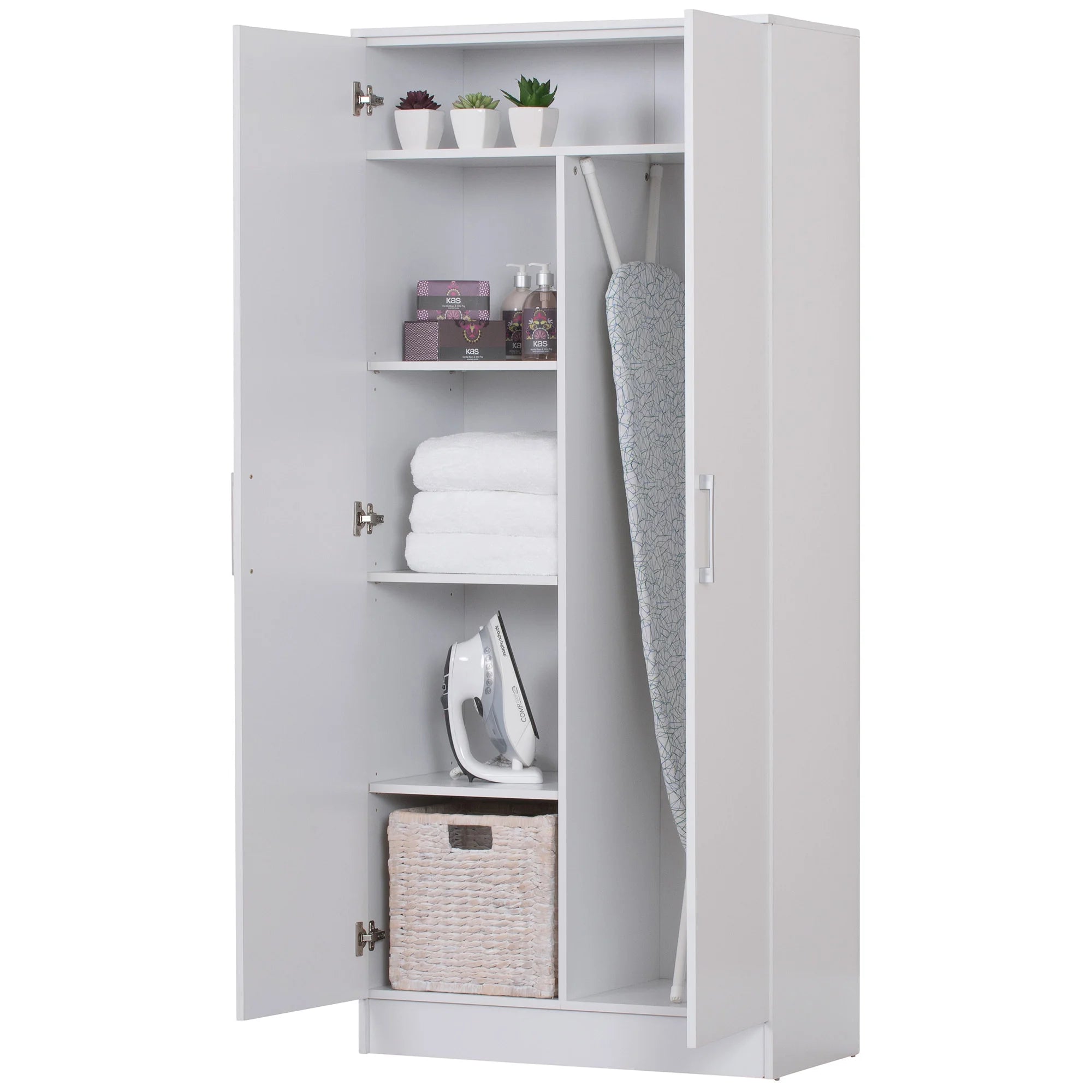 Multi-Purpose Broom Cupboard 2 Door - White