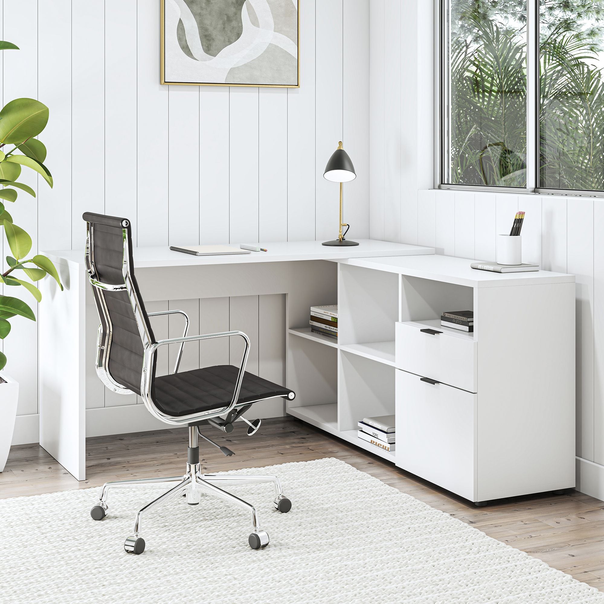 Rico 2 Drawer 5 Compartment Executive Desk - White