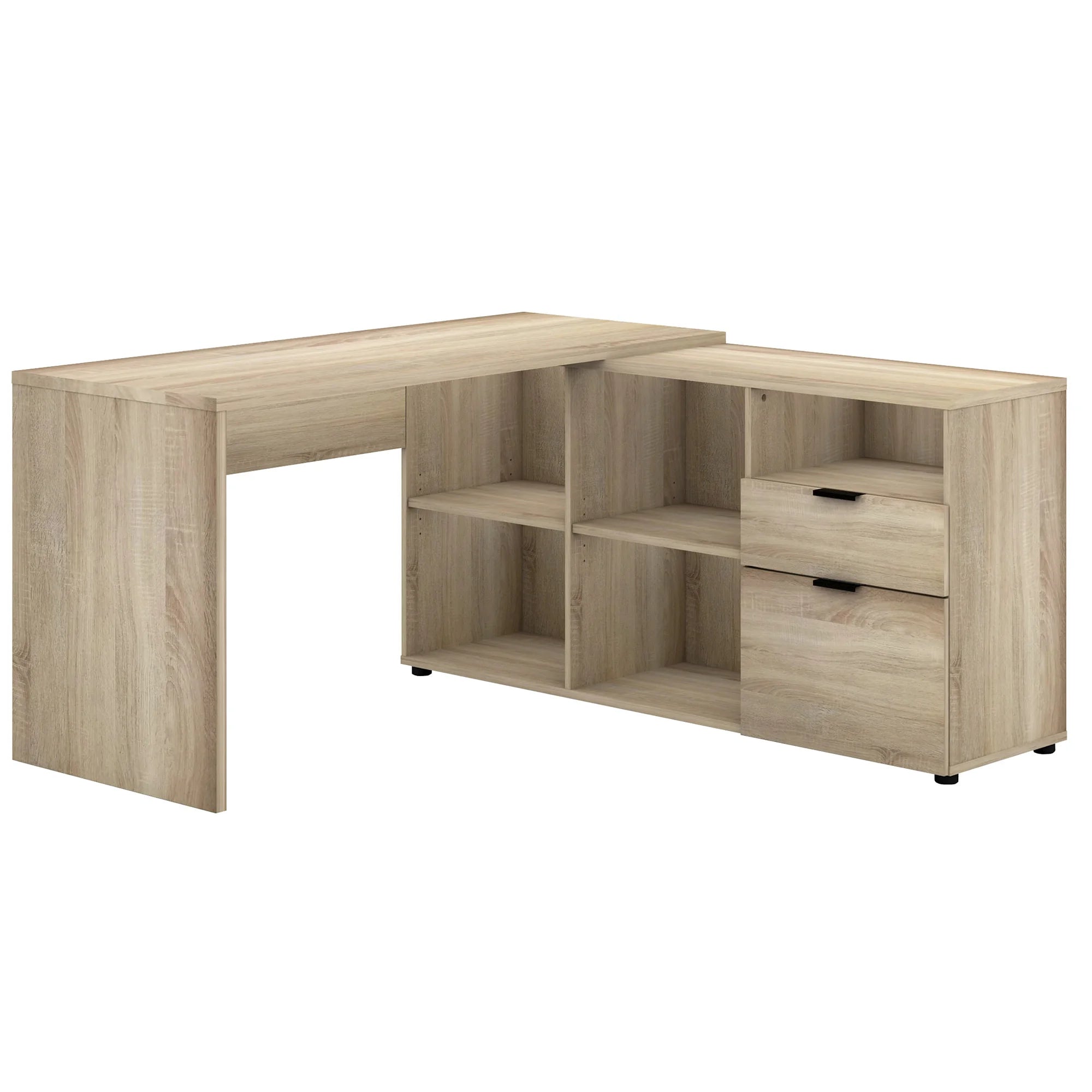 Rico 2 Drawer 5 Compartment Executive Desk - Light Sonoma Oak