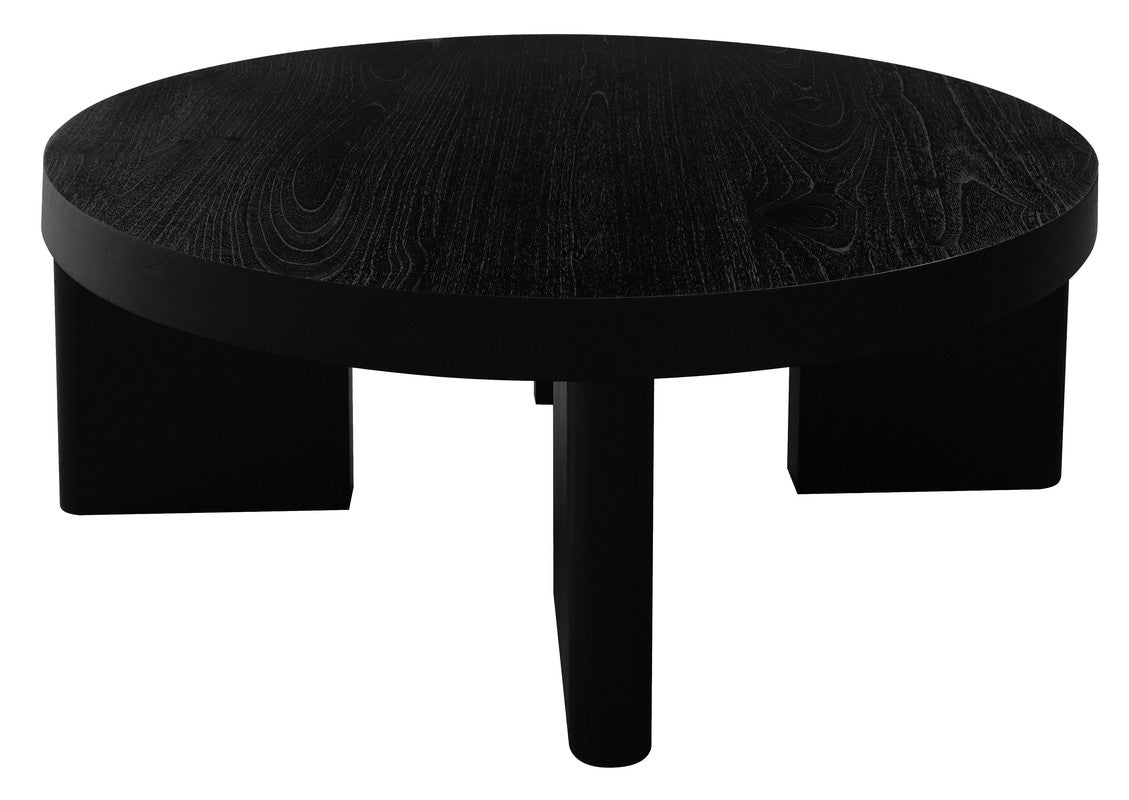 Apollo Round Solid Mindi Timber Coffee Table (Black)