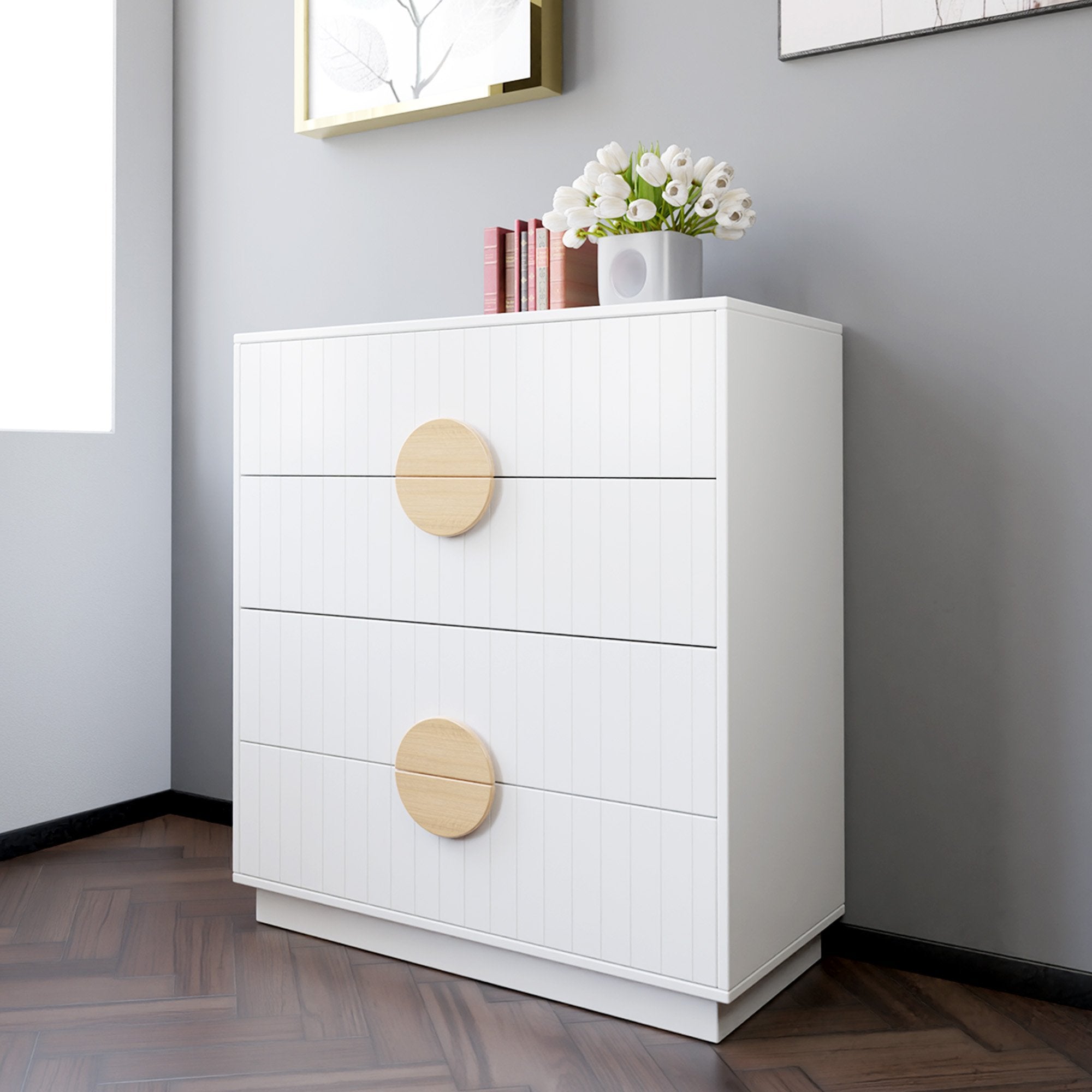 Sarantino Gail Chest Of Drawers Tallboy Dresser In White