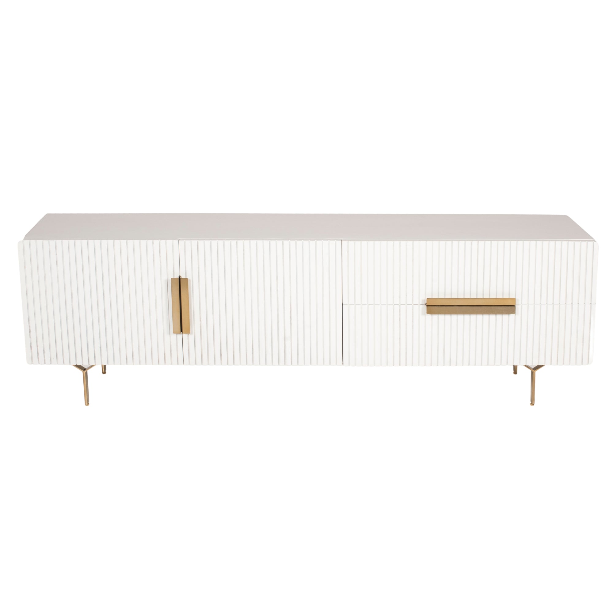 Knox ETU Entertainment TV Unit 180cm 3 Door 2 Drawer Solid Mango Wood - White