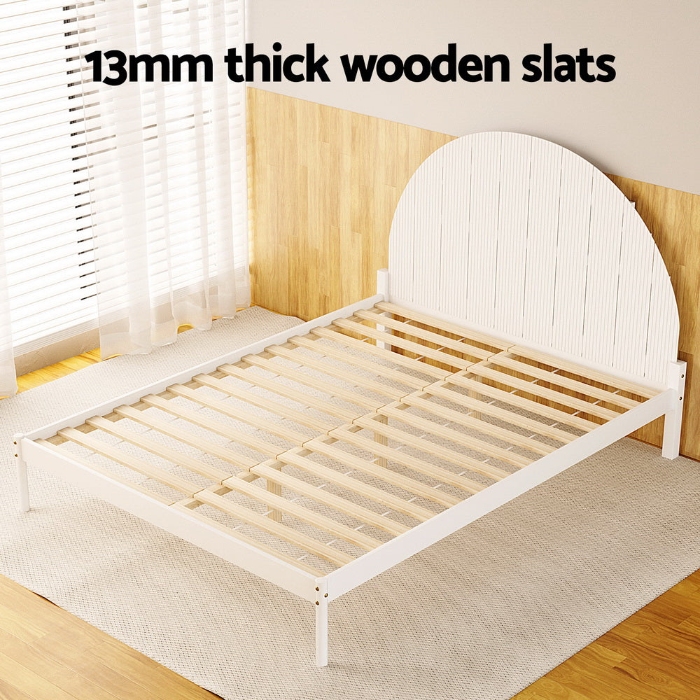 Artiss Bed Frame Wooden White DALY - Queen