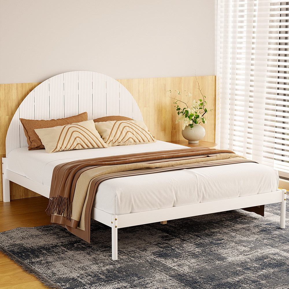 Artiss Bed Frame Wooden White DALY - Queen