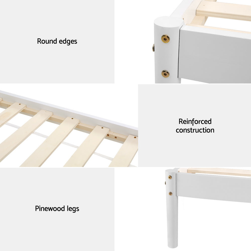 Artiss Bed Frame Wooden White DALY - Single