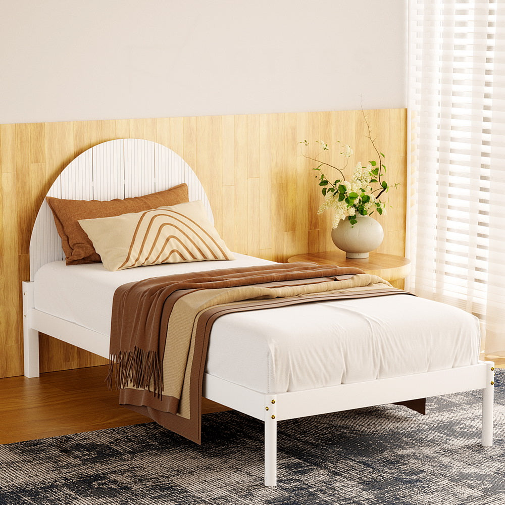 Artiss Bed Frame Wooden White DALY - Single