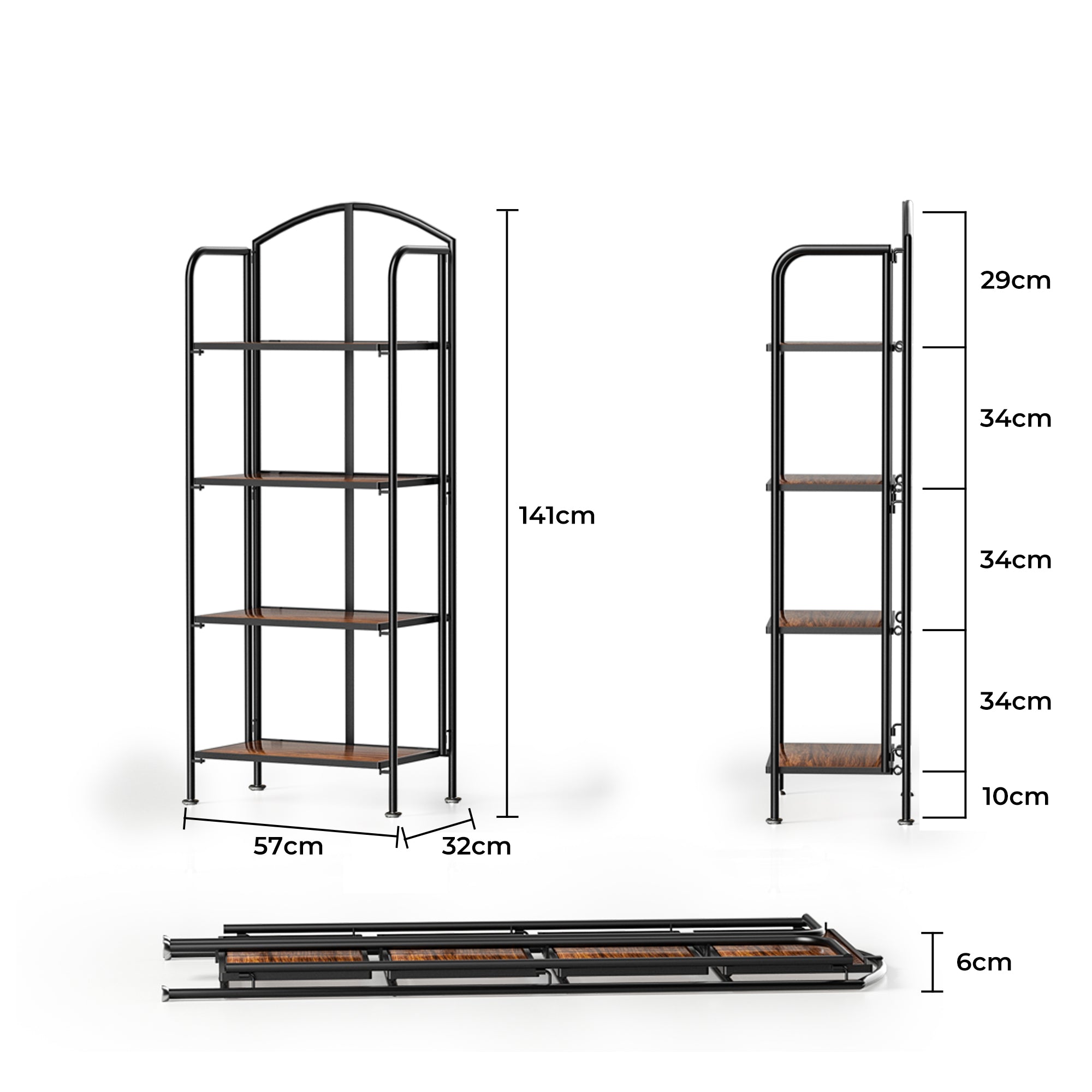 Levede Display Shelf Bookshelf Foldable Black