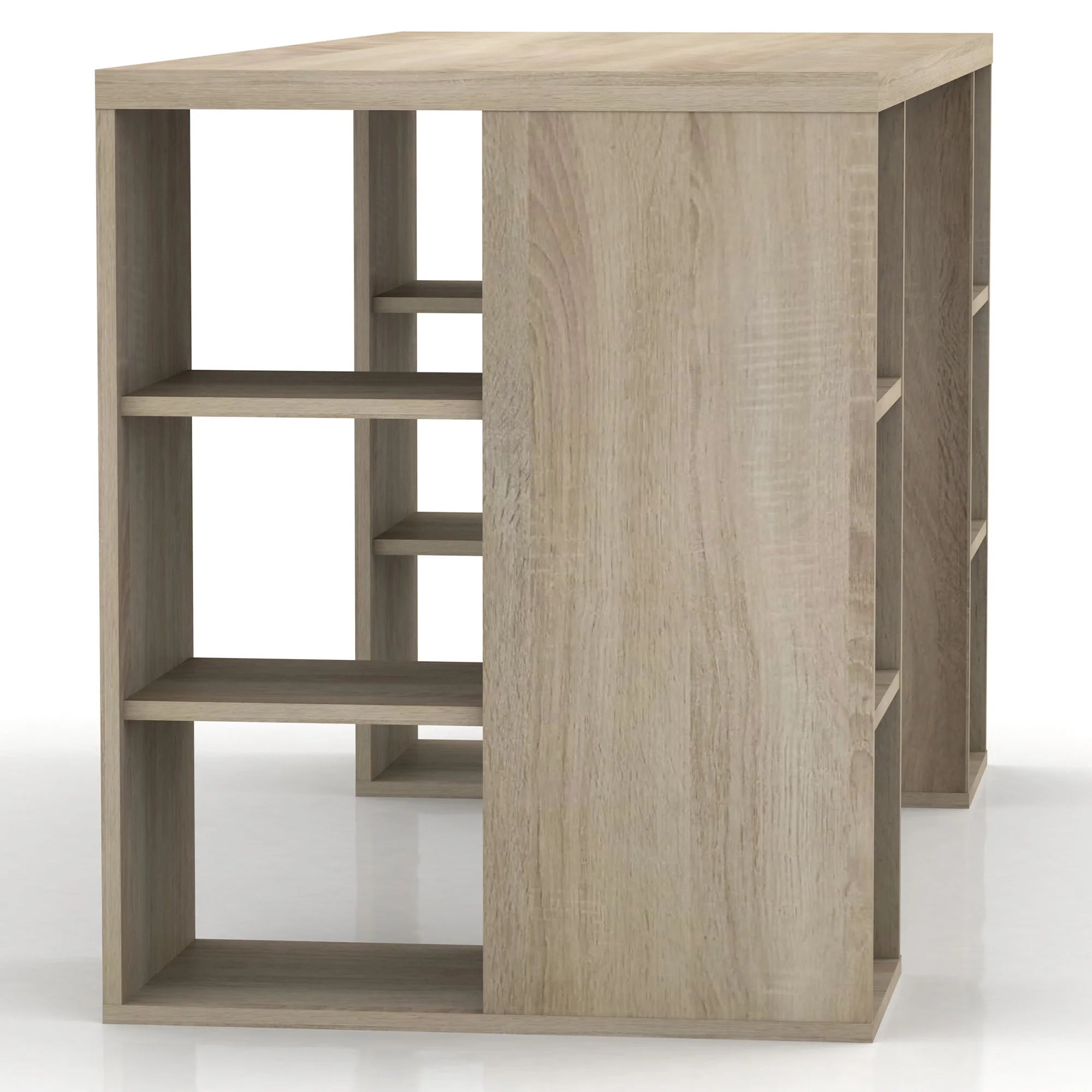 Bloc Desk with Storage Shelves - Light Sonoma Oak