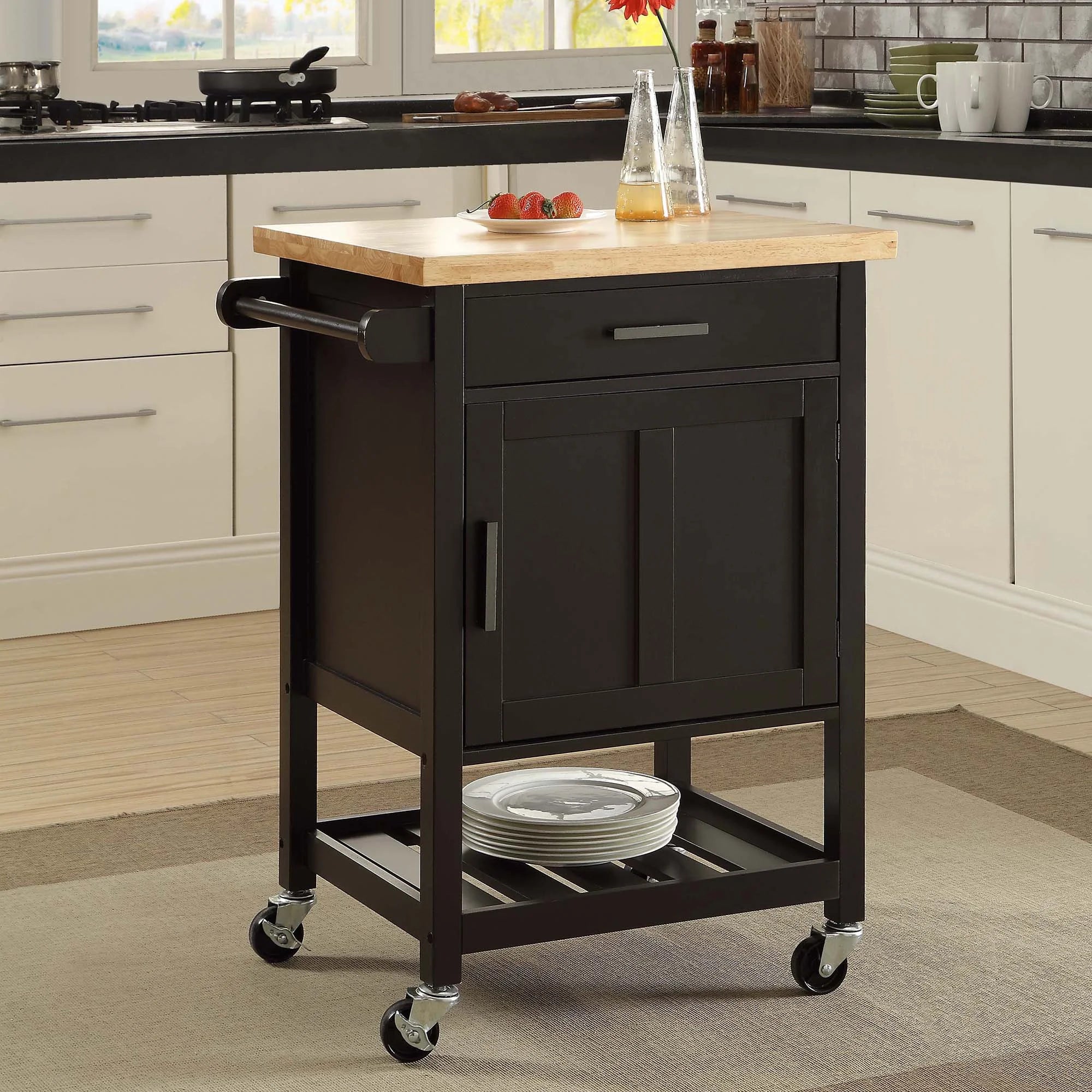 Denver Kitchen Trolley 1 Drawer 1 Door - Black